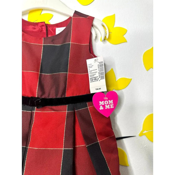 The Children’s Place Christmas Red And Black Plaid Baby Girl‎ Dress 12-18 Months - Picture 6 of 11